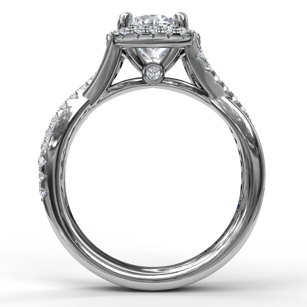 FANA Cushion Halo With Diamond And Gold Twist Engagement Ring Setting - Image 2