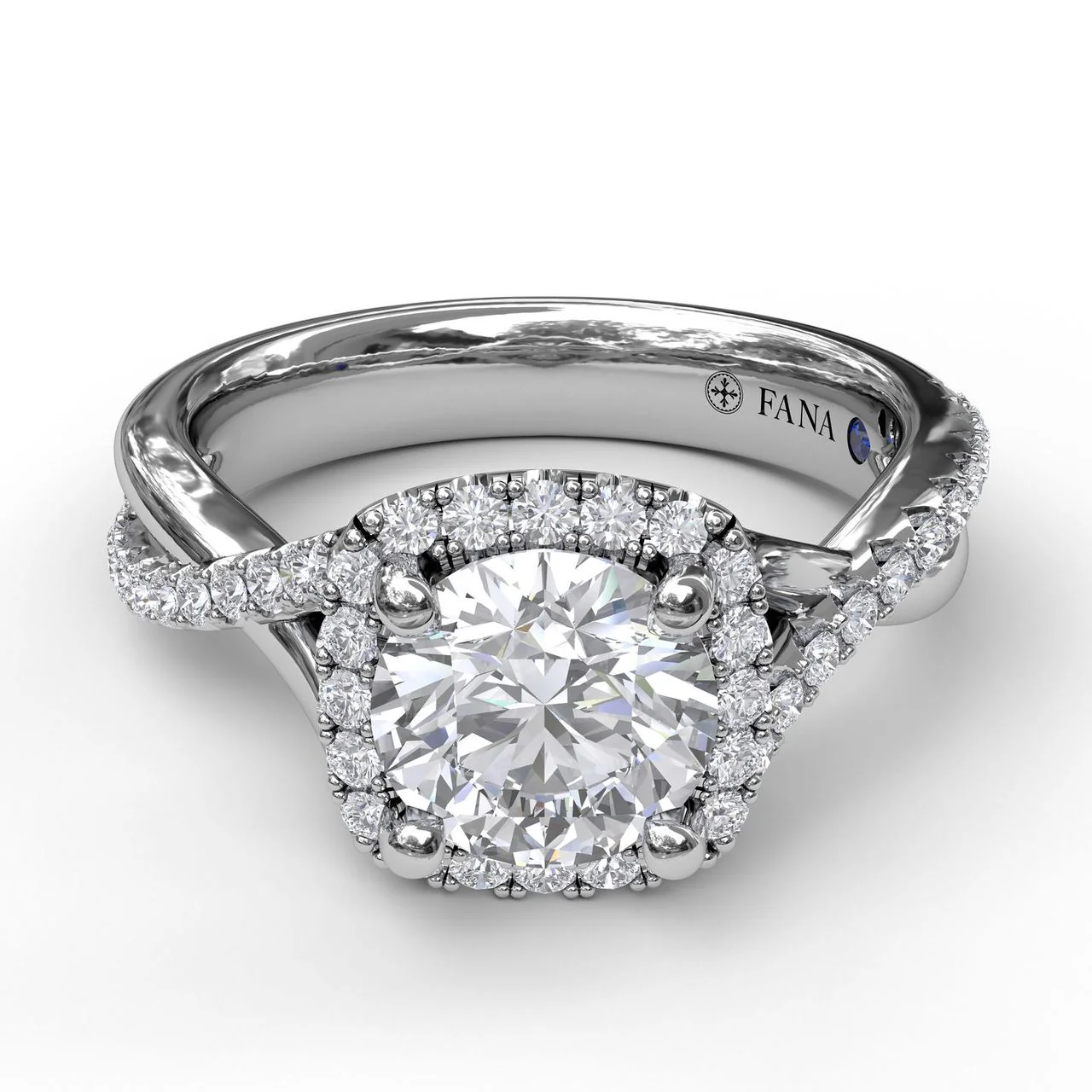 FANA Cushion Halo With Diamond And Gold Twist Engagement Ring Setting - Image 3