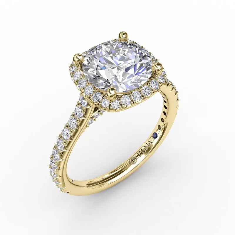 FANA Cushion-Shaped Halo Diamond Engagement Ring Setting with Diamond Band - Image 2