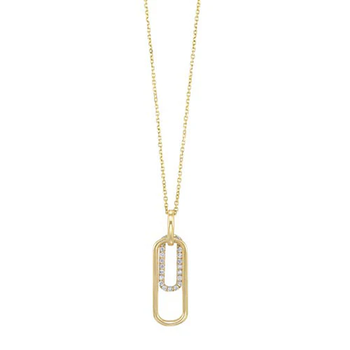 Diamond Double Tag Pendant Necklace In 10K Yellow Gold (0.10 CTW)