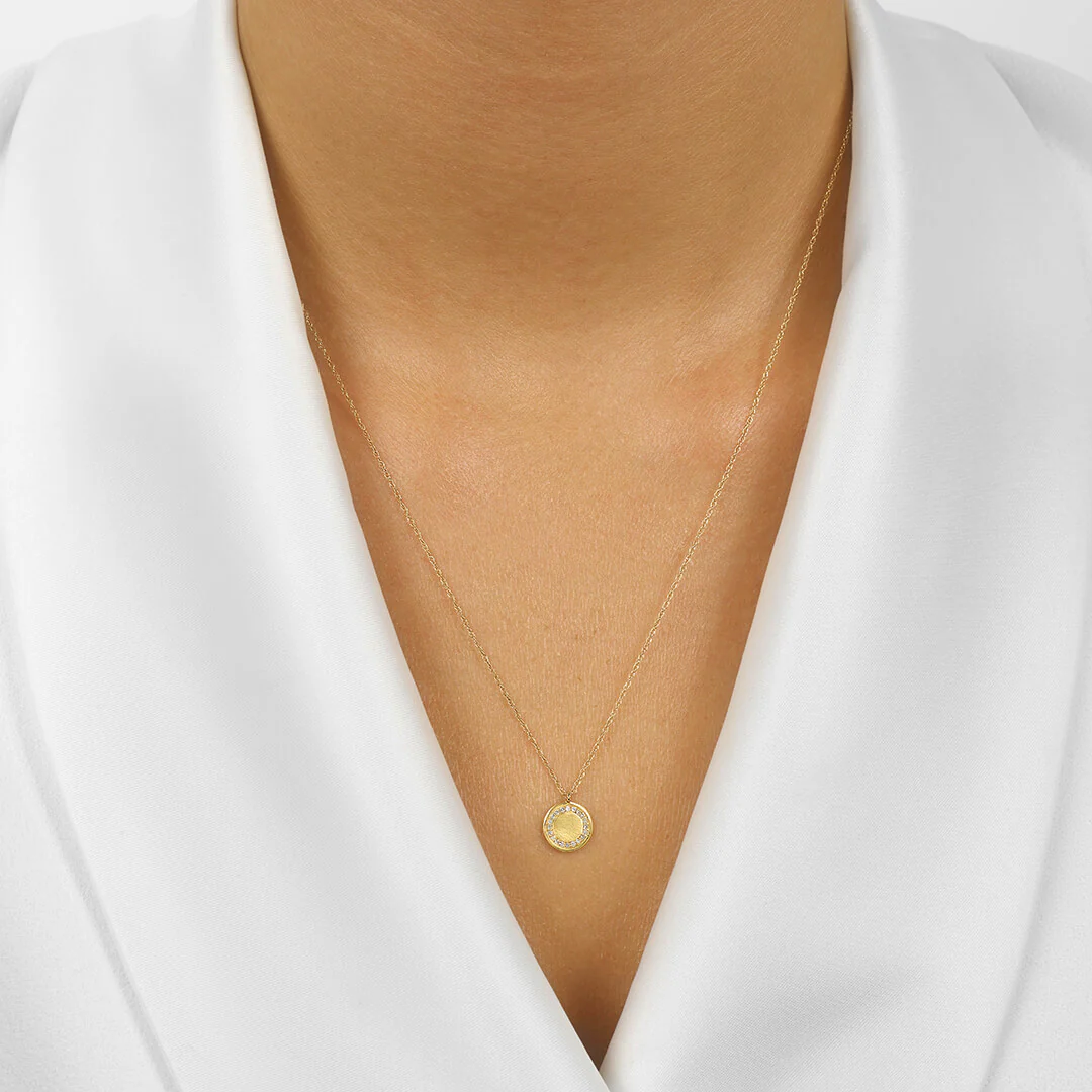 Diamond Eternity Halo Pendant Necklace In 10K Yellow Gold (0.06 CTW) - Image 2