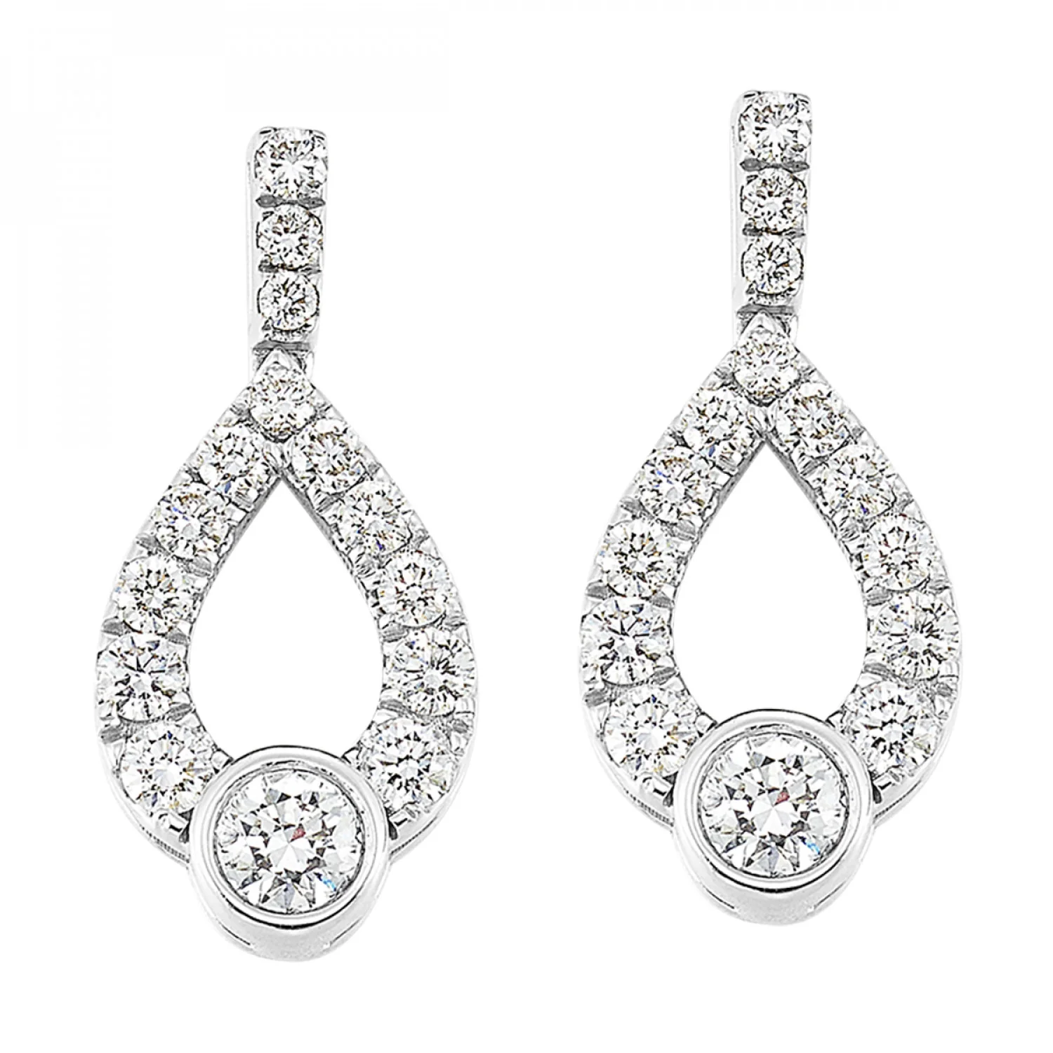 Silver Diamond Drop Earring