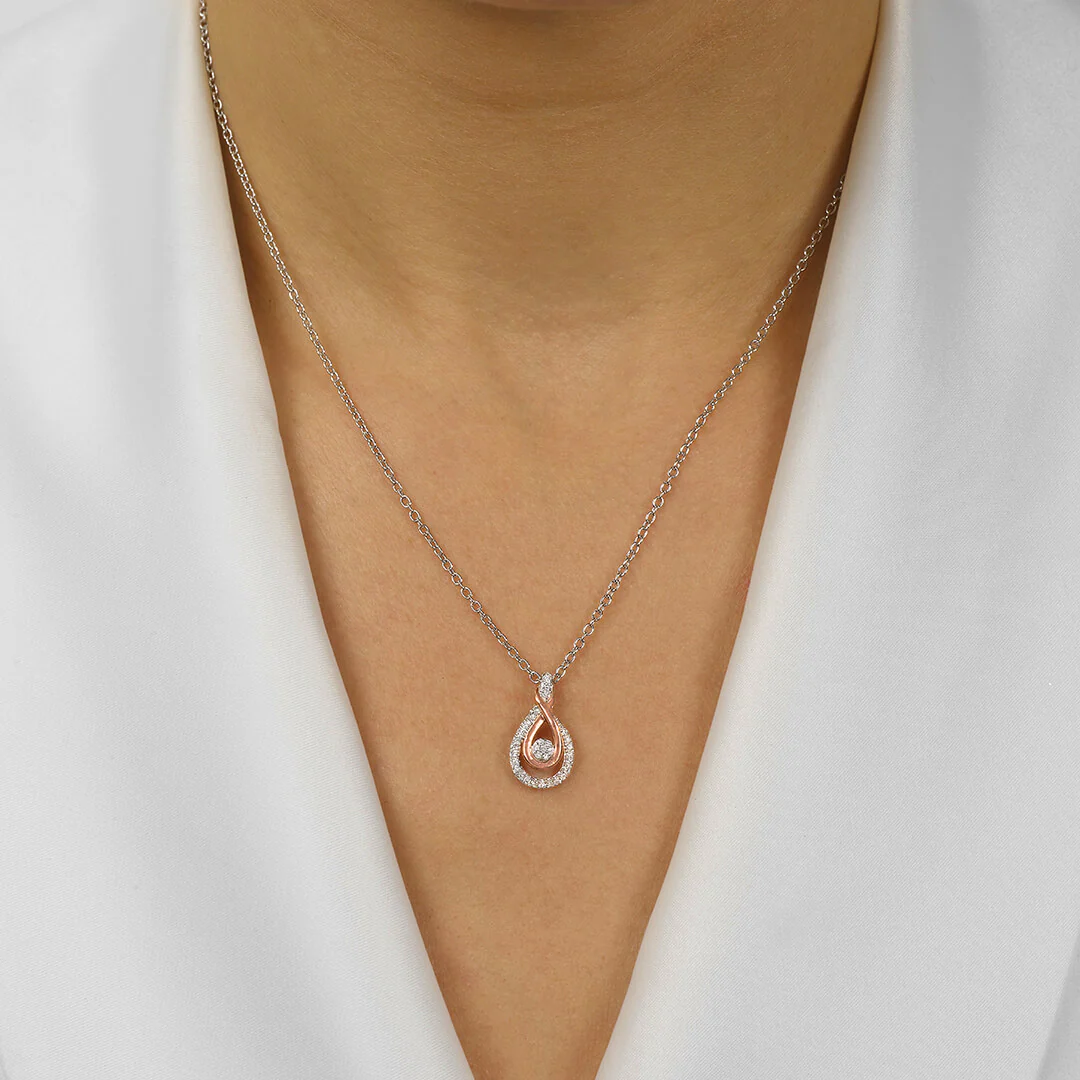 Diamond Rhythm Of Love Cluster Love Knot Pendant In Sterling Silver (0.17CTW) - Image 2