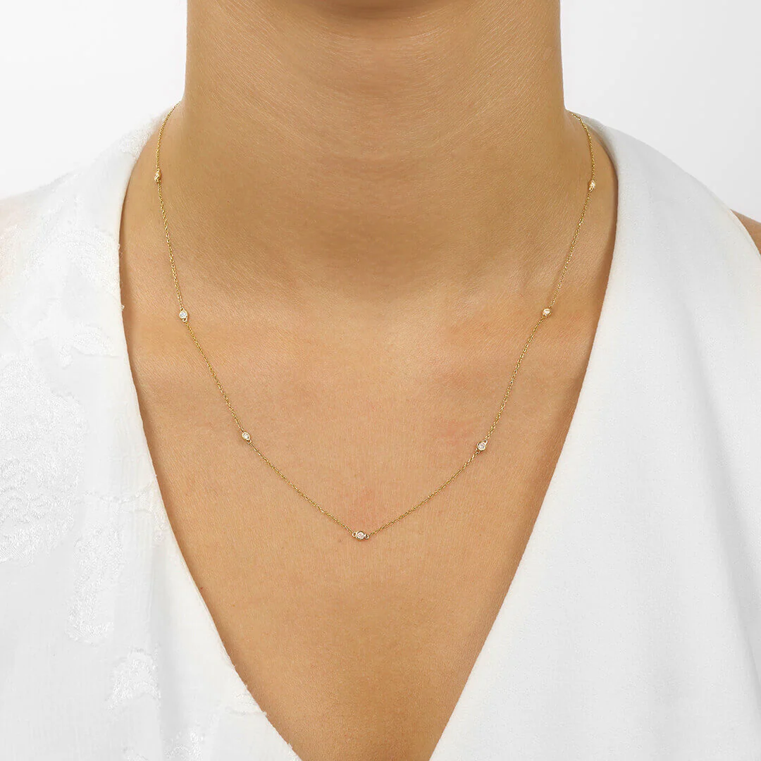 14K Gold Diamonds By The Yard Bezel Diamond Necklace (0.25, 0.50, 0.75, 1.00, 1.50 or 2.00CTW) - Image 5