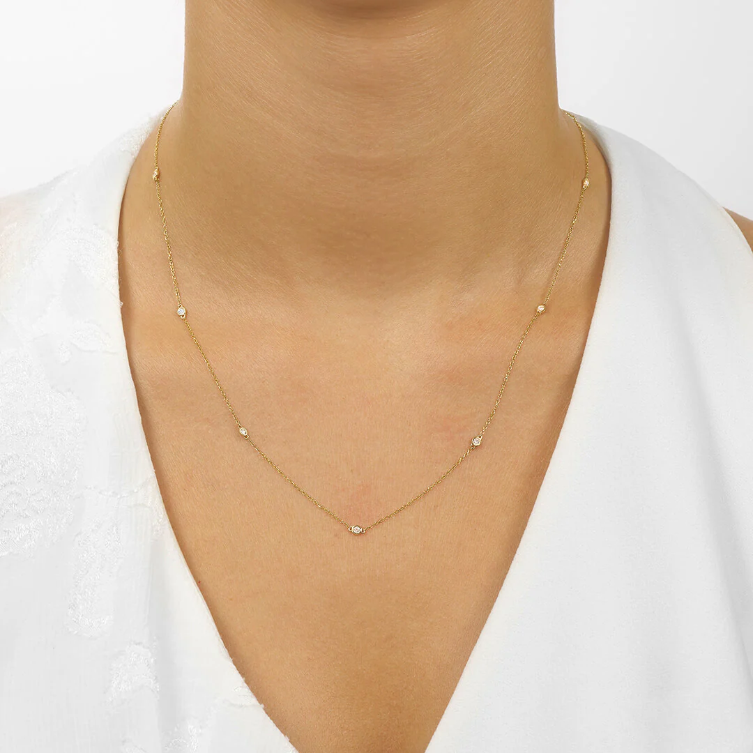 14K Gold Diamonds By The Yard Bezel Diamond Necklace (0.25, 0.50, 0.75, 1.00, 1.50 or 2.00CTW) - Image 6