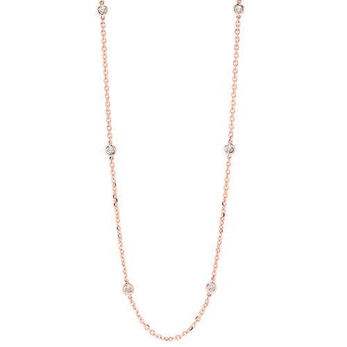 2 CTW Diamond By The Yard Bezel Diamond Necklace in 14K Rose Gold