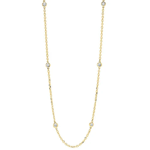 2 CTW Diamond By The Yard Bezel Diamond Necklace in 14KY