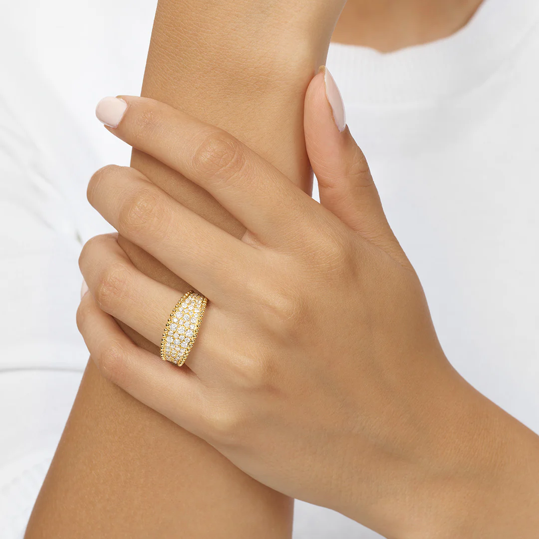 Diamond Studded Milgrain Ring In 14K Yellow Gold (1 CTW) - Image 2