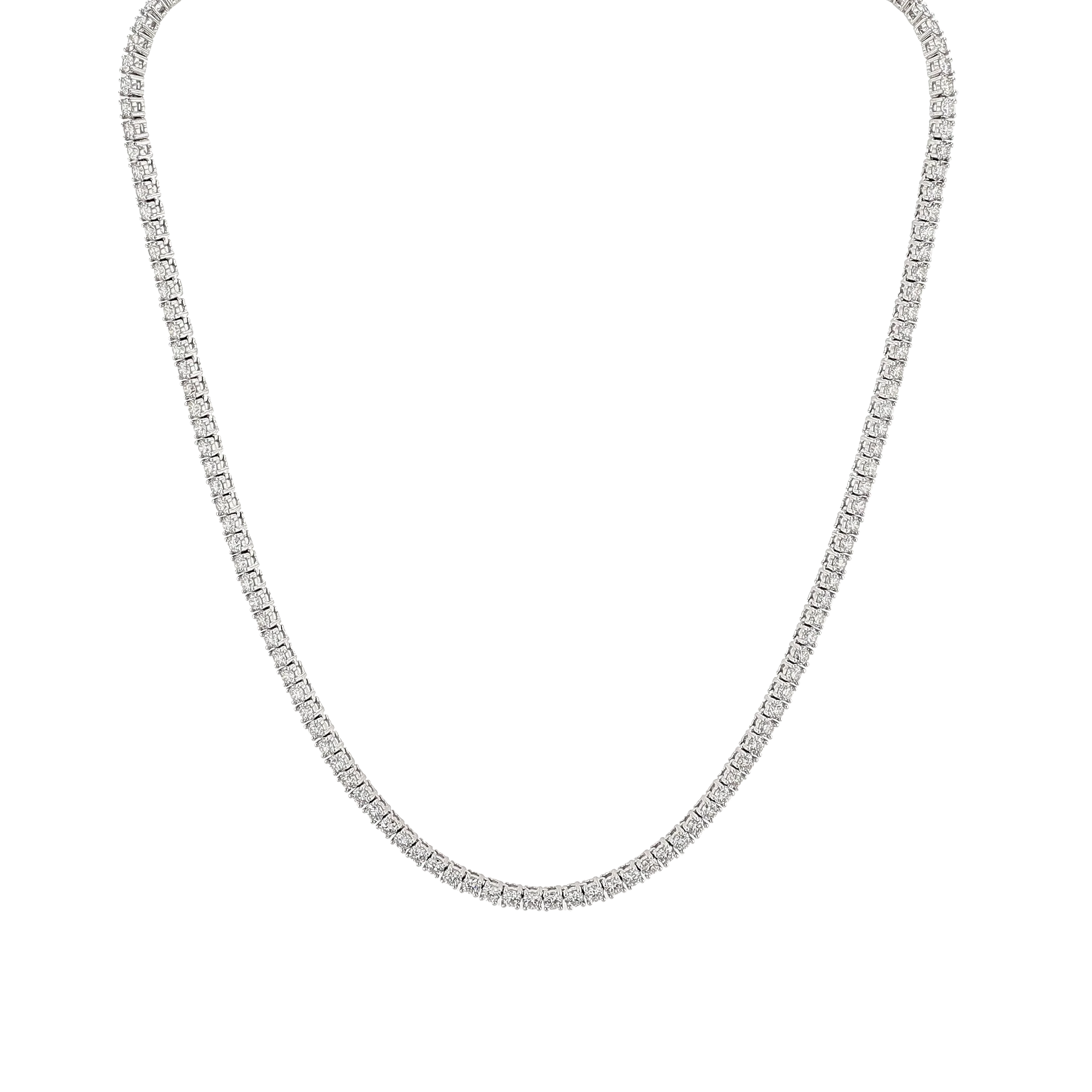 Diamond Tennis Necklace 8.42CTW 14K White Gold