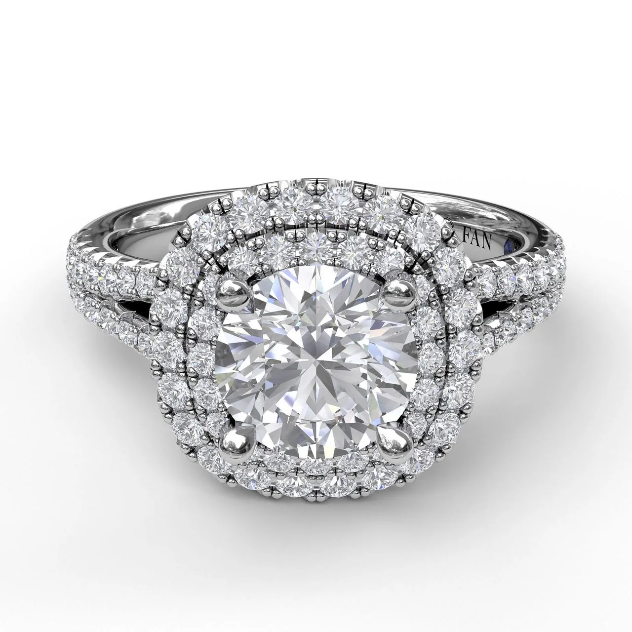 FANA Elegant Double Halo Engagement Ring Setting - Image 3