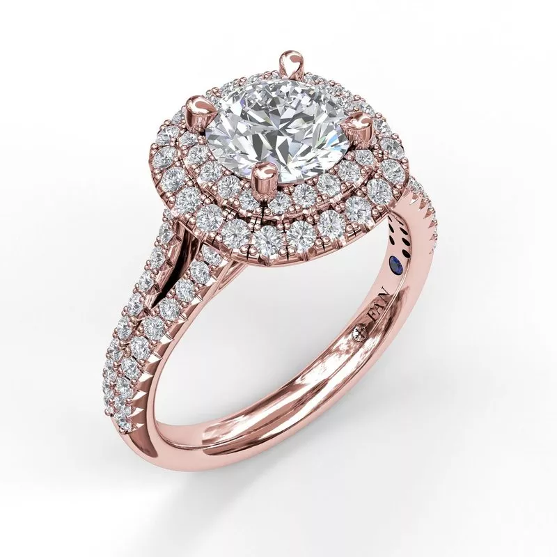 FANA Elegant Double Halo Engagement Ring Setting - Image 5