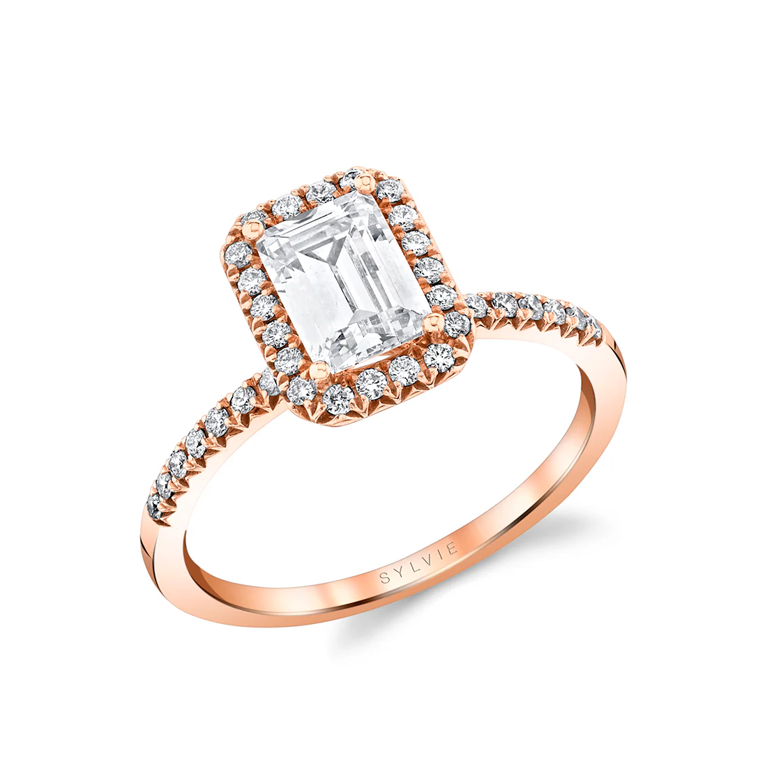Emerald Cut Classic Halo Engagement Ring - S1893
