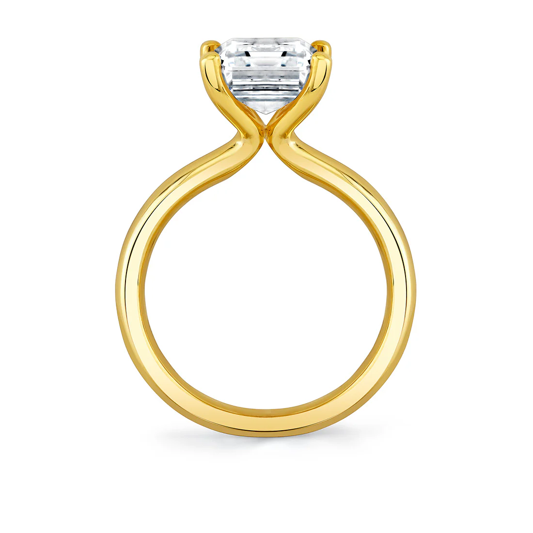 Emerald Cut Wide Band Solitaire Engagement Ring - Mila - Image 3