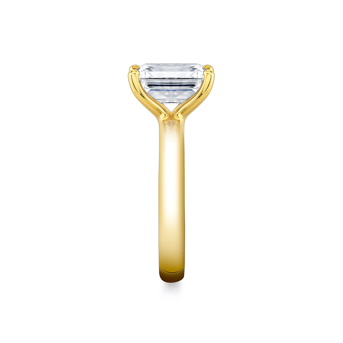Emerald Cut Wide Band Solitaire Engagement Ring - Mila - Image 4
