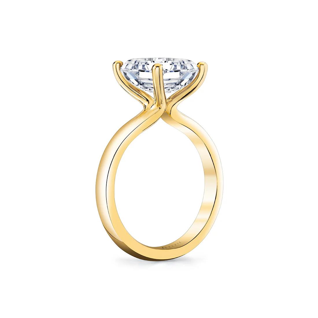 Emerald Cut Wide Band Solitaire Engagement Ring - Mila - Image 5