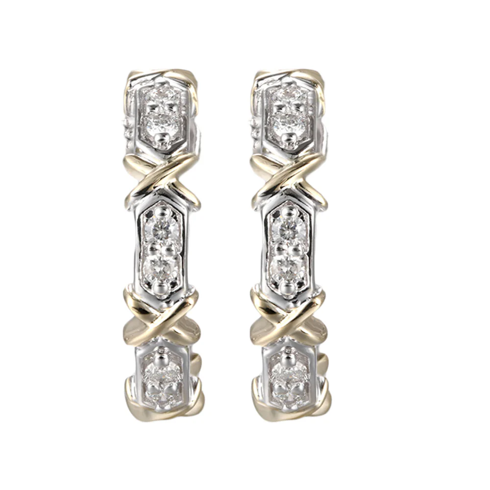 14Kt White Yellow Gold Diamond 1/5Ctw Earring