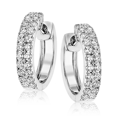 Simon G er369 Huggie Hoop Earrings in 18k Gold with Diamonds