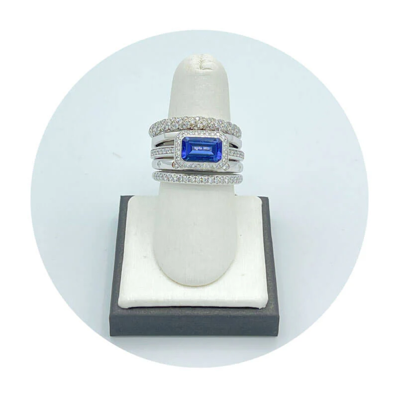 Estate 18K White Gold David Yurman 1.60CT Tanzanite Ring (0.70CTW Diamond)