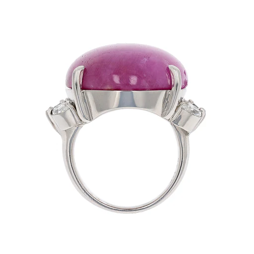 Estate Platinum Cabochon Star Ruby & Diamond Fashion Ring - Image 2