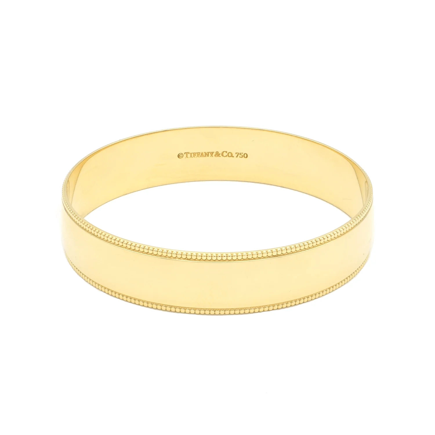 Estate Tiffany & Co. 18K Yellow Gold MilGrain Edged Bangle Bracelet