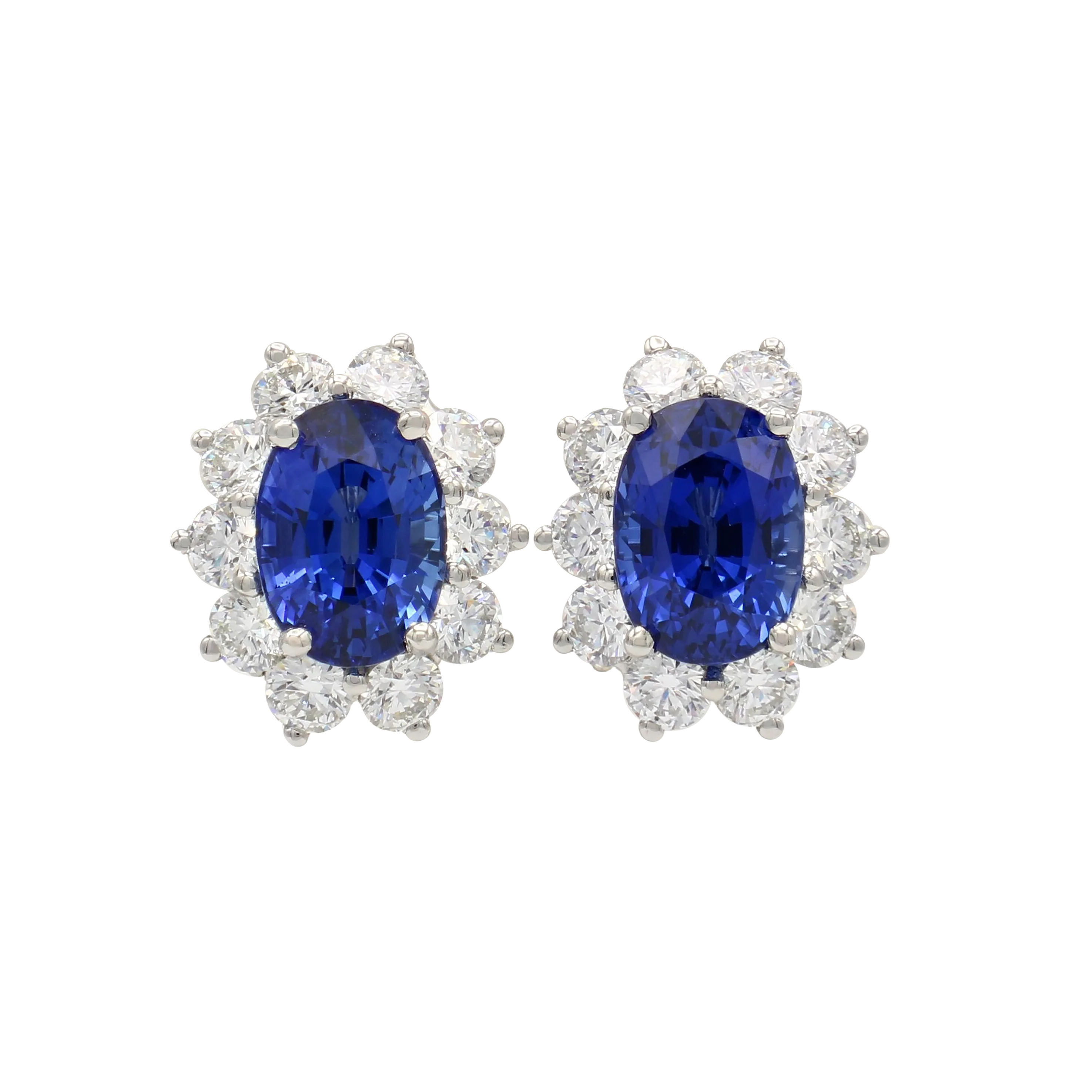 Estate Tiffany & Co. Diamond & Sapphire Platinum Earrings