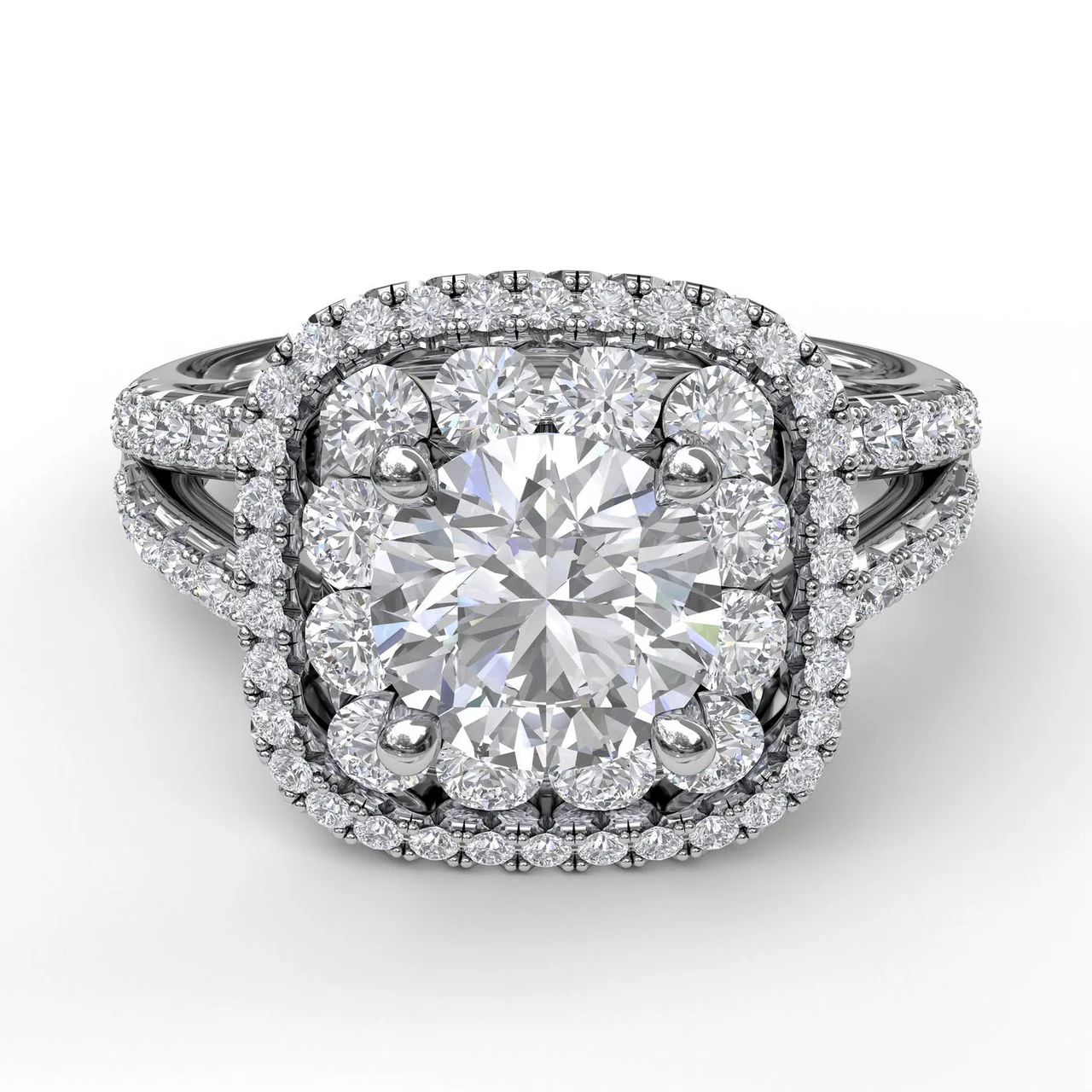 FANA Exquisite Unique Double Halo Engagement Ring Setting - Image 3