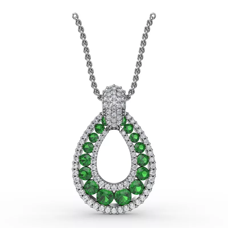 Fana Steal The Spotlight Emerald and Diamond Pendant Necklace - Image 2