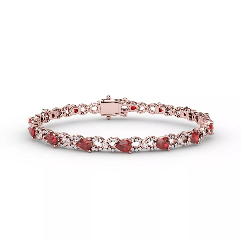 Fana Ruby and Diamond Pear Shape Bracelet - Image 3
