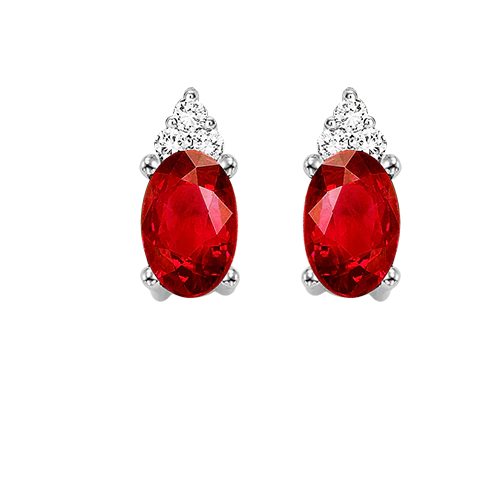 10K White Gold Color Ens Prong Garnet Earrings 1/25CT