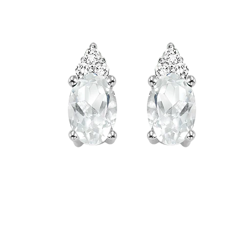 10K White Gold Color Ens Prong White Topaz Earrings 1/25CT