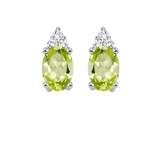 10K White Gold Color Ens Prong Peridot Earrings 1/25CT