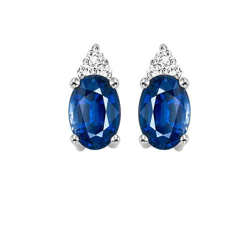 10K White Gold Color Ens Prong Sapphire Earrings 1/20CT