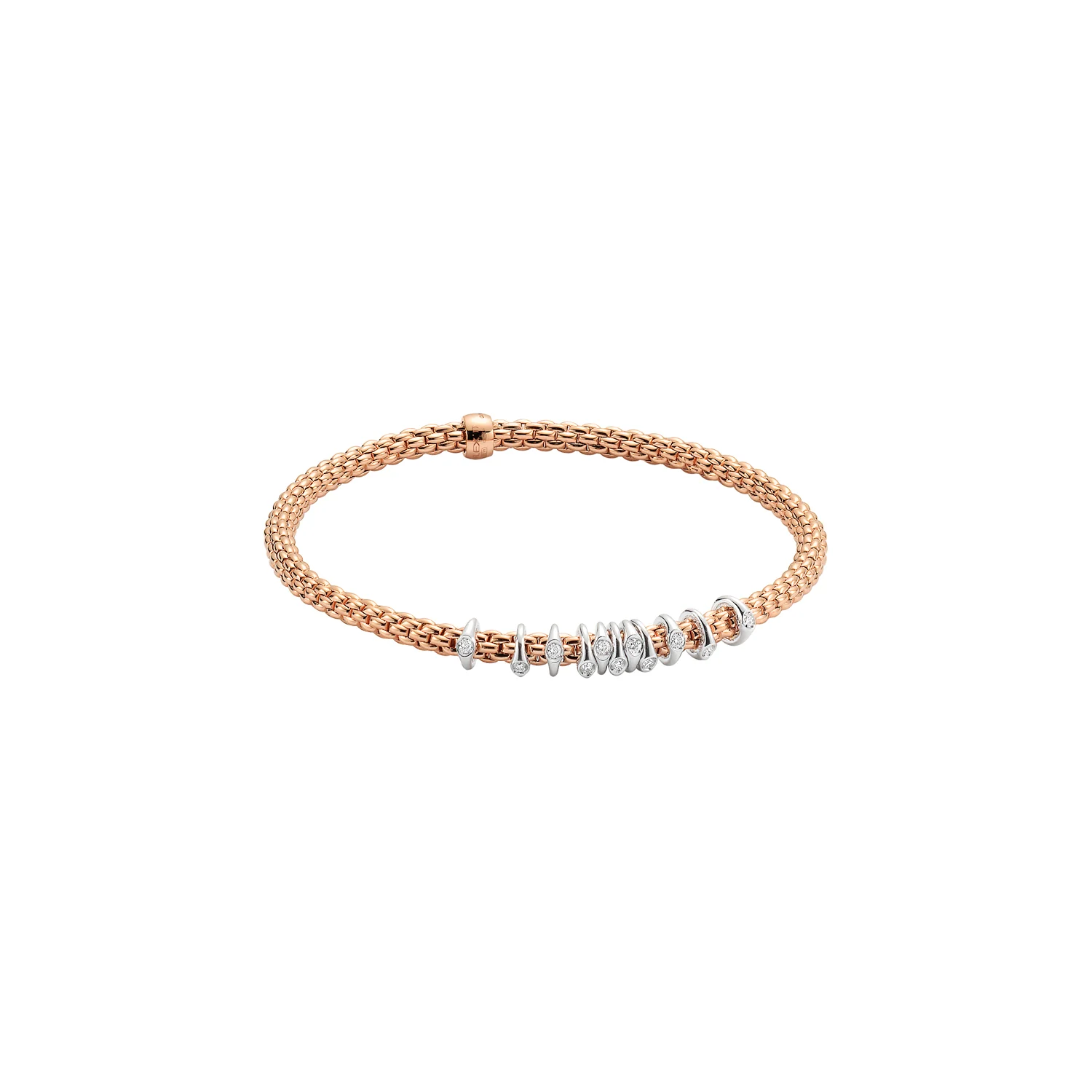 Fope PRIMA 18K Gold & Diamond Rondels Bracelet (0.15CTW) -Size Medium - Image 2
