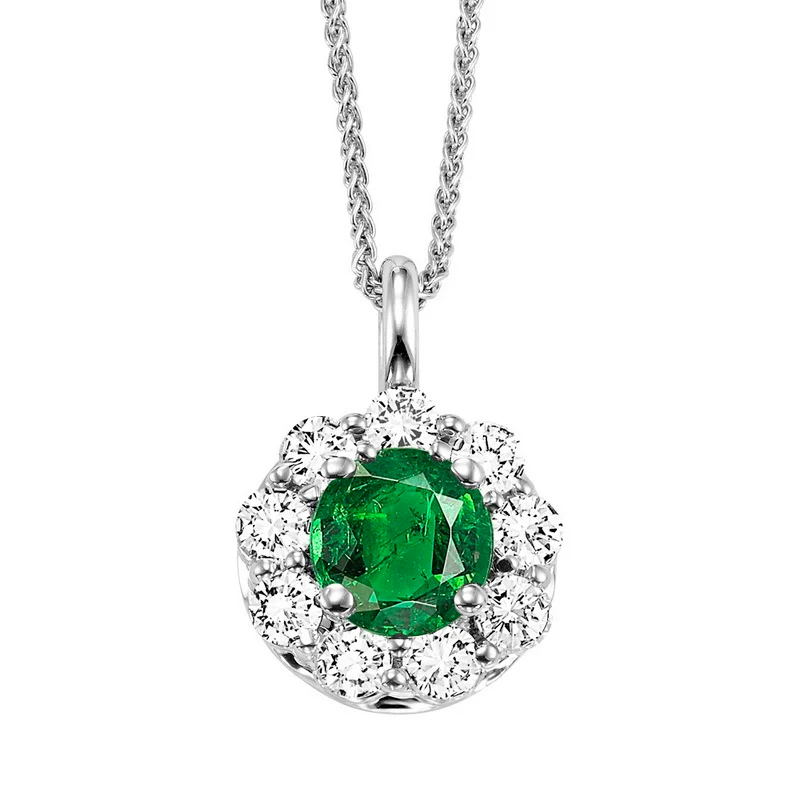 Emerald Pendant Ens Halo Prong 3/8 CTW