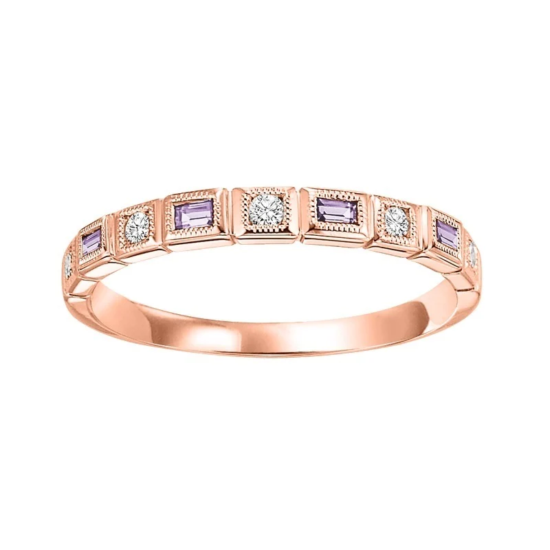 10K Rose Gold Mix Bezel Pink Sapphire Band 1/12CT