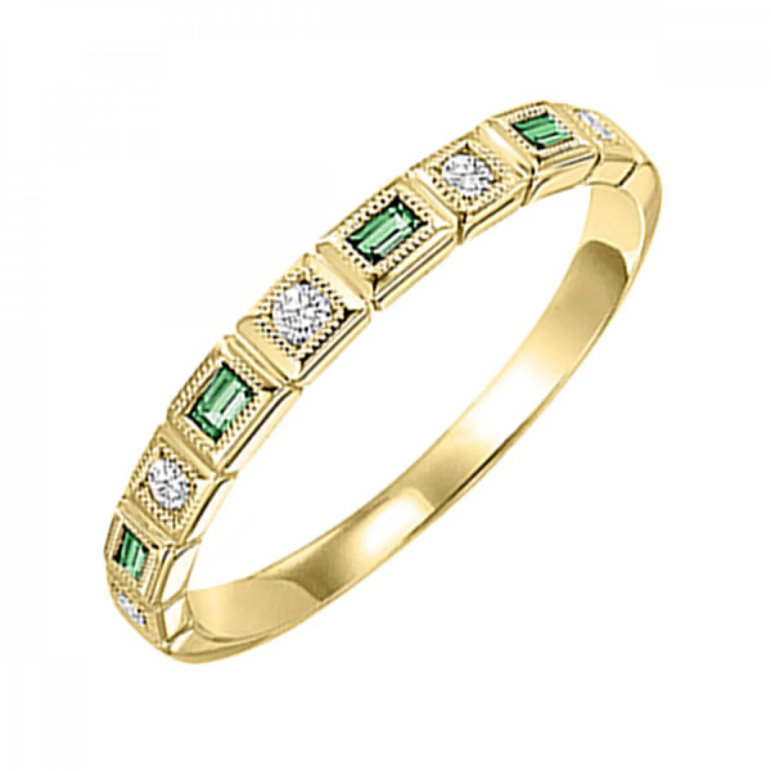 14K Gold Stackable Diamond & Emerald Band - Image 2