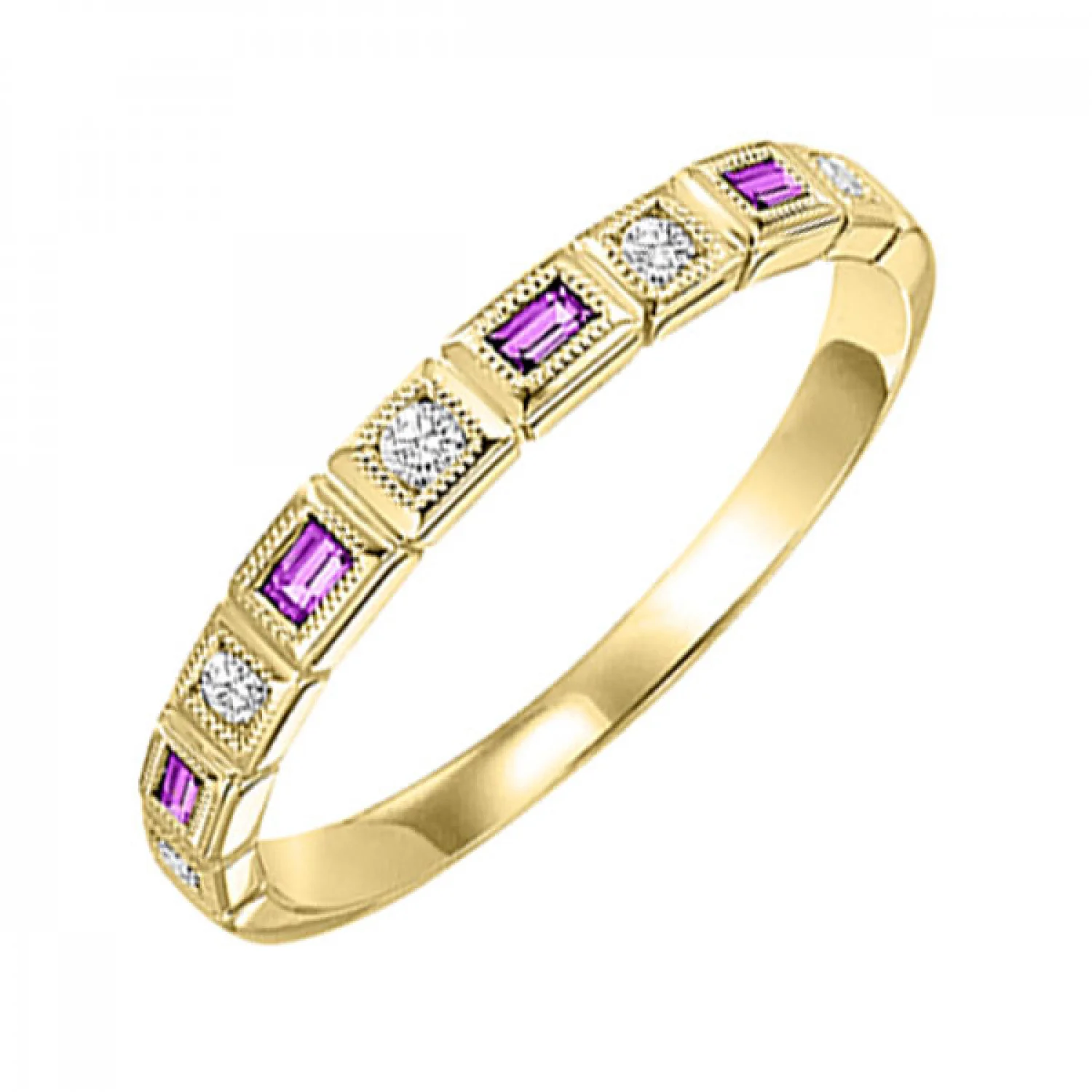 14K Gold Stackable Diamond & Ruby Band - Image 3