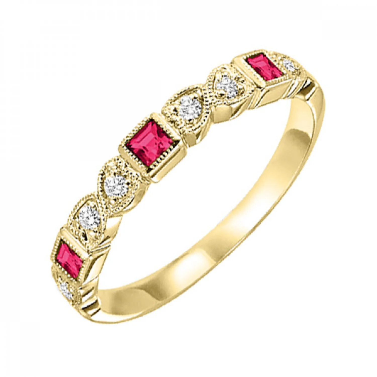 14K Gold Stackable Diamond & Ruby Band - Image 2