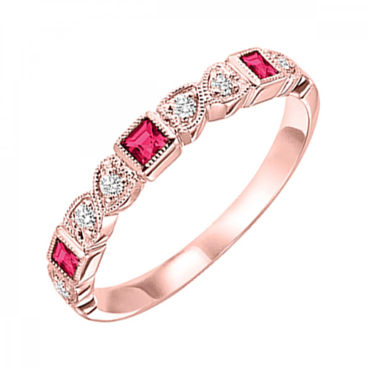 14K Gold Stackable Diamond & Ruby Band - Image 3