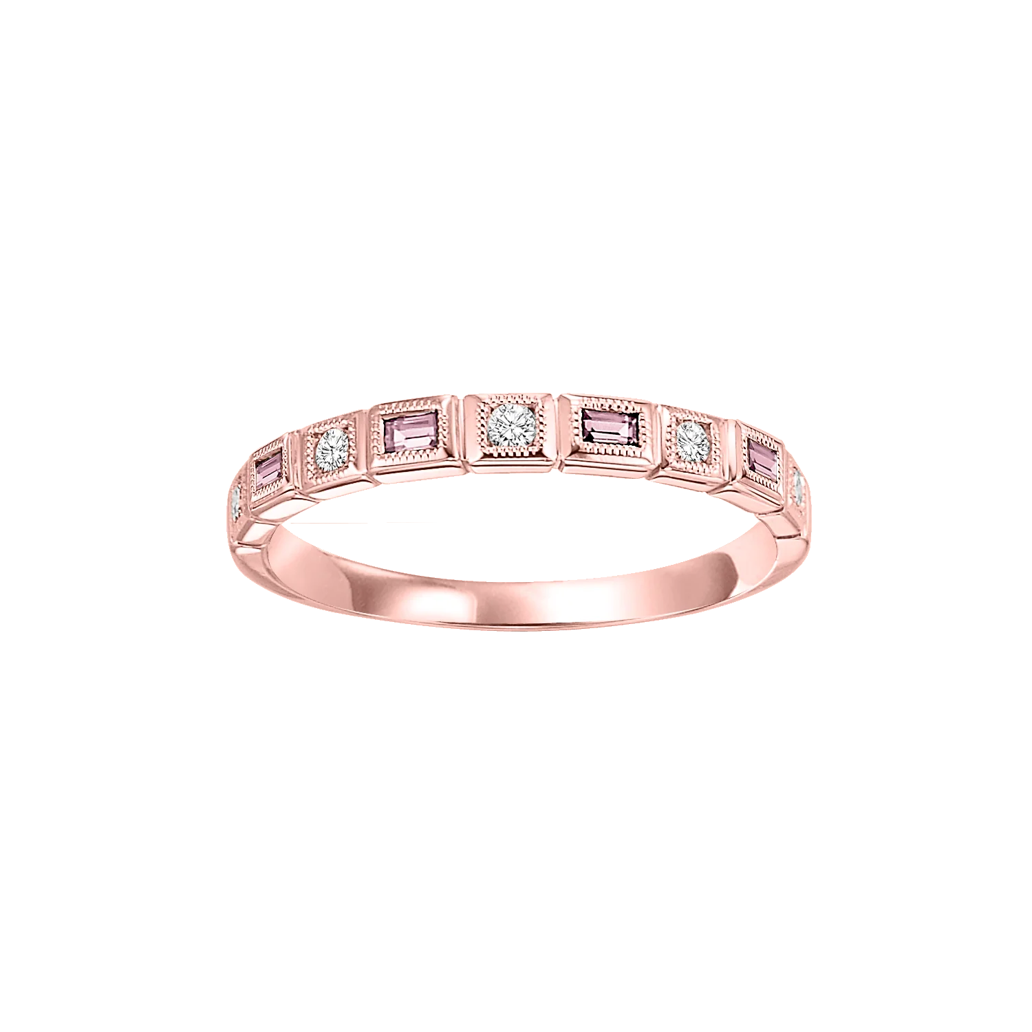 10k Rose Gold Mix Bezel Pink Tourmaline Band 1/10CT