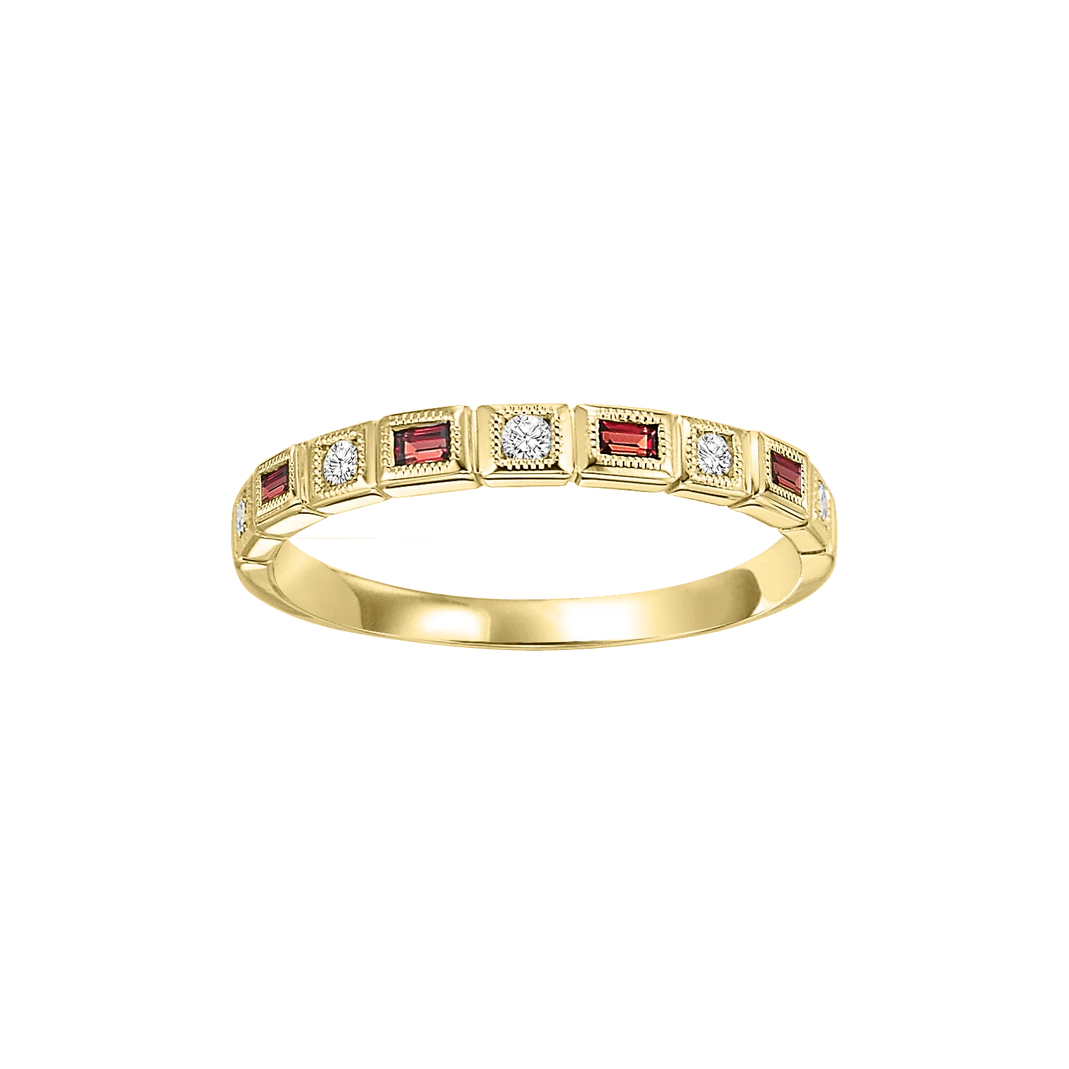 10K Yellow Gold Mix Bezel Garnet Band 1/10CT