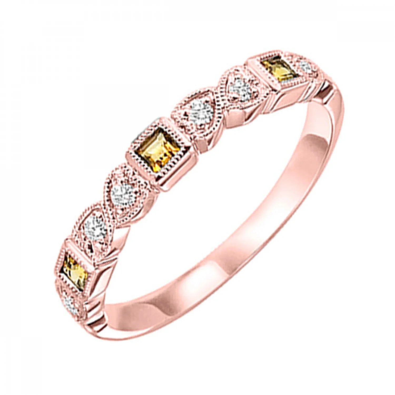 10K Gold Stackable Diamond & Citrine Band - Image 3