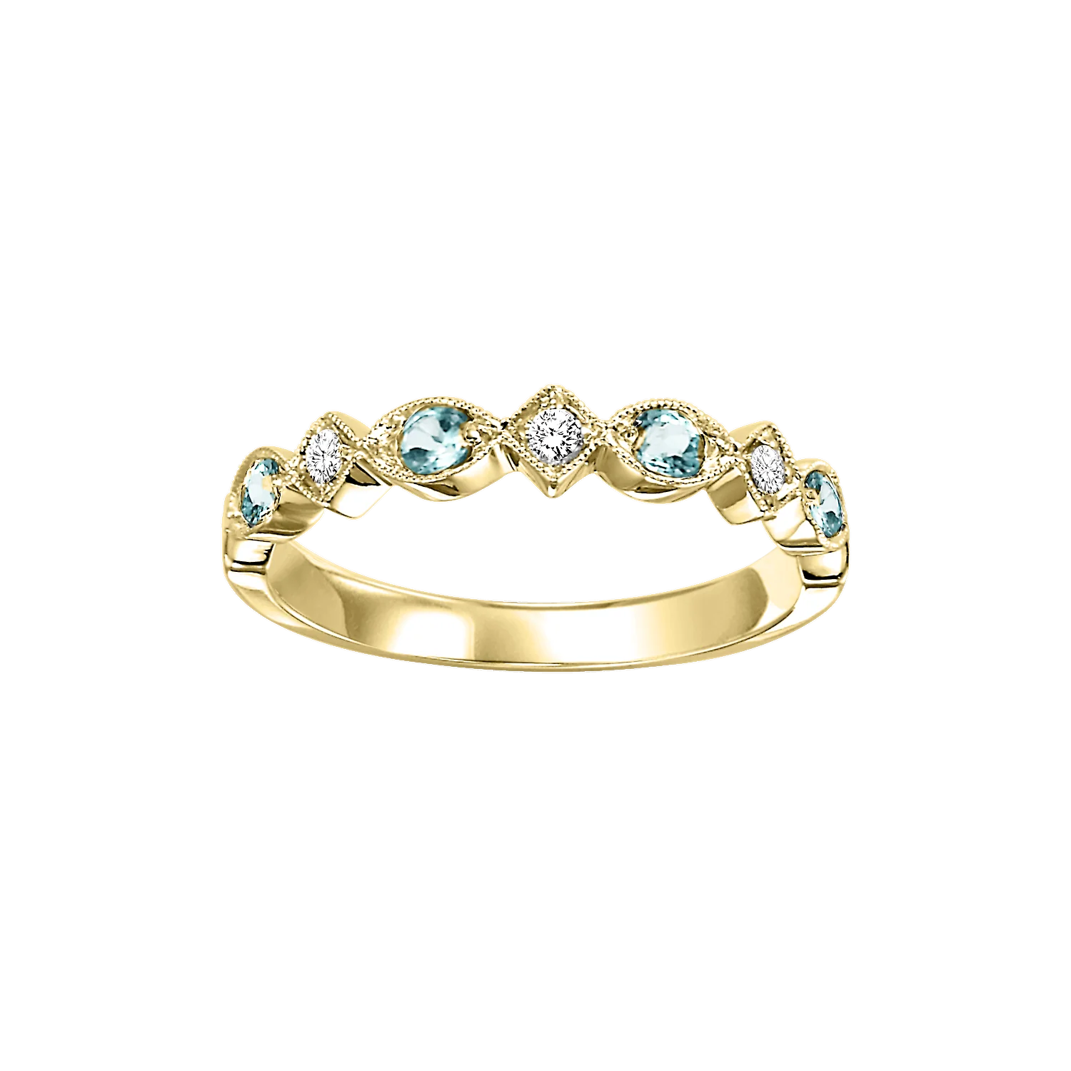 10K Yellow Gold Mix Prong Blue Topaz Band 1/20CT