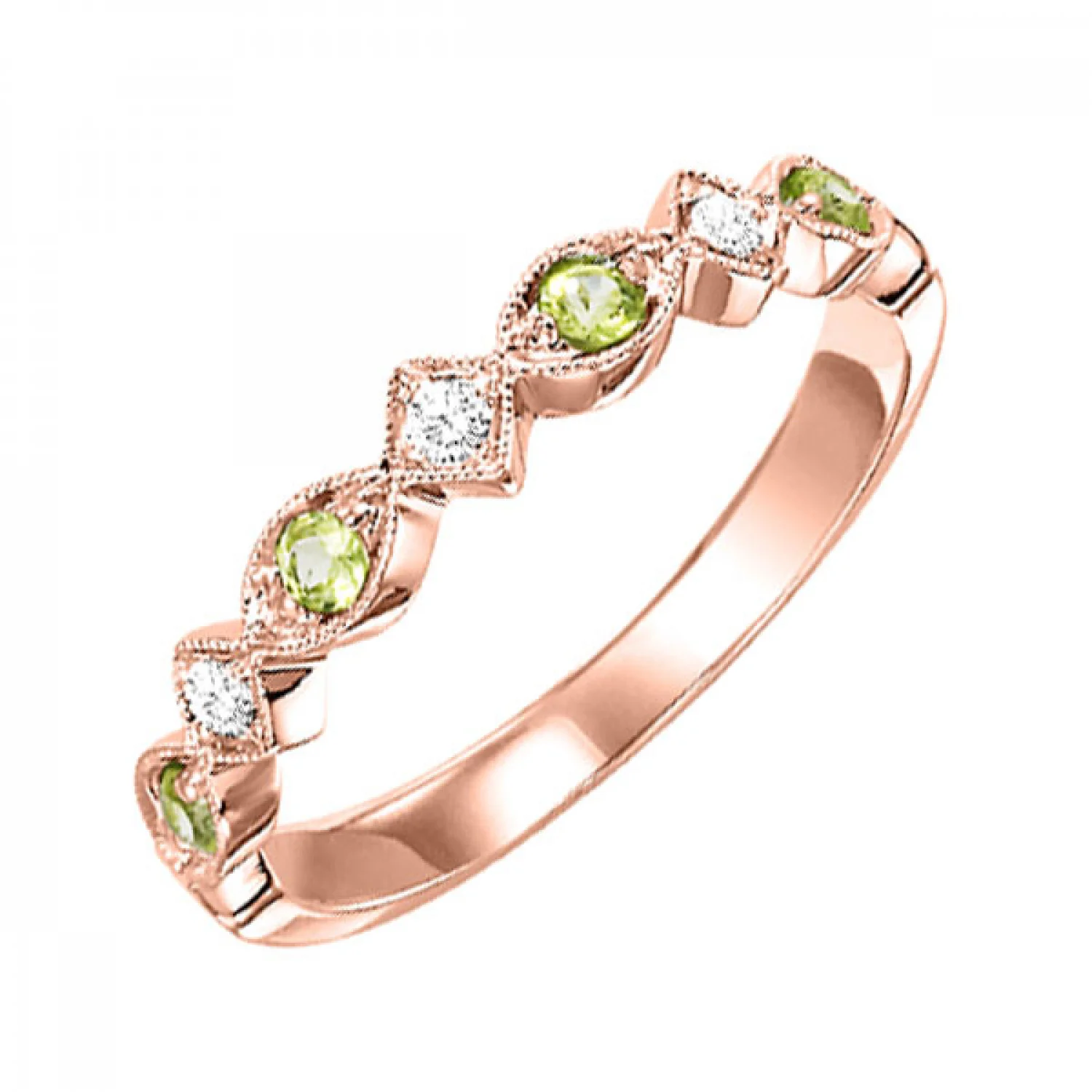 10K Gold Stackable Peridot Band 1/20CT - Image 3
