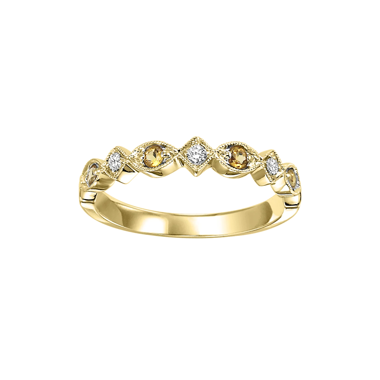 10K Yellow Gold Mix Prong Citrine Band 1/20CT