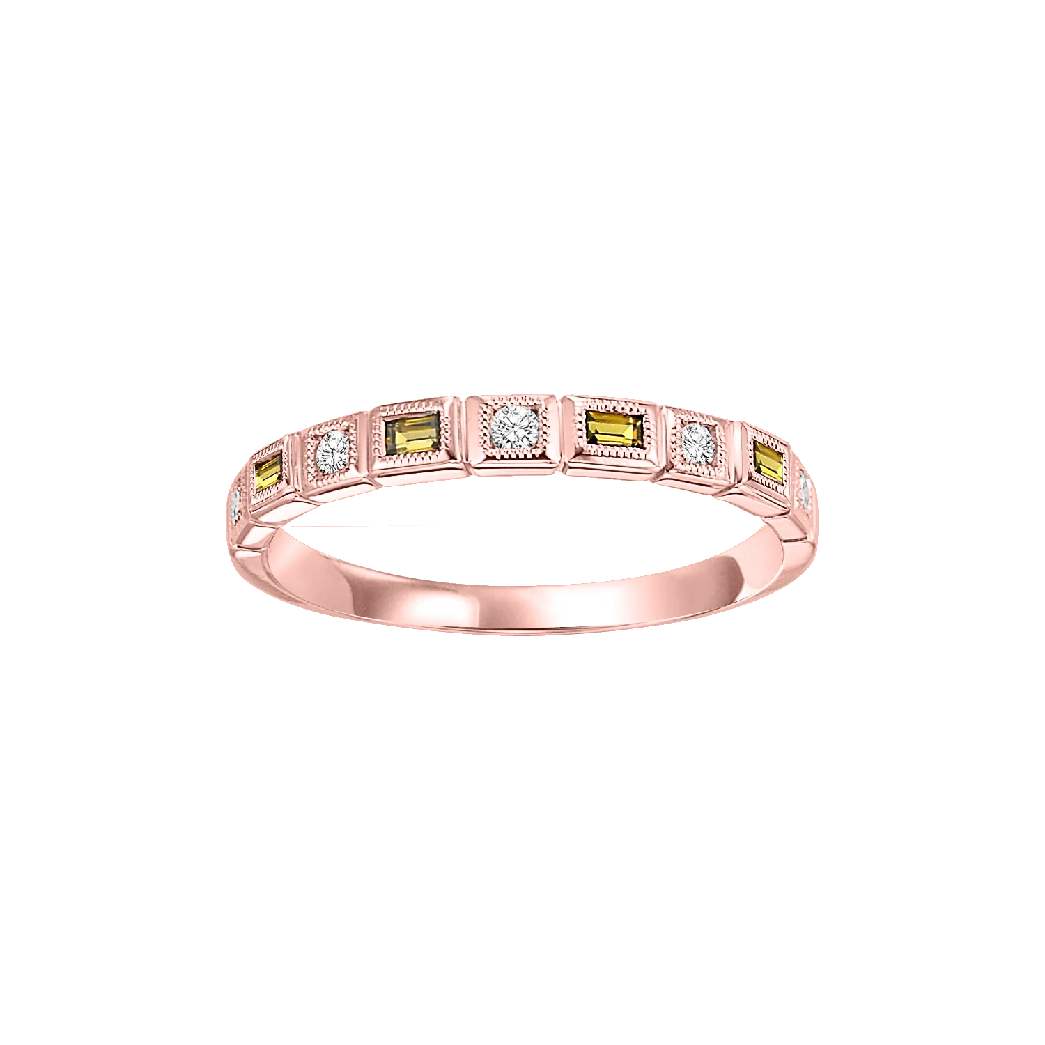 14K Rose Gold Mix Bezel Citrine Band 1/10CT