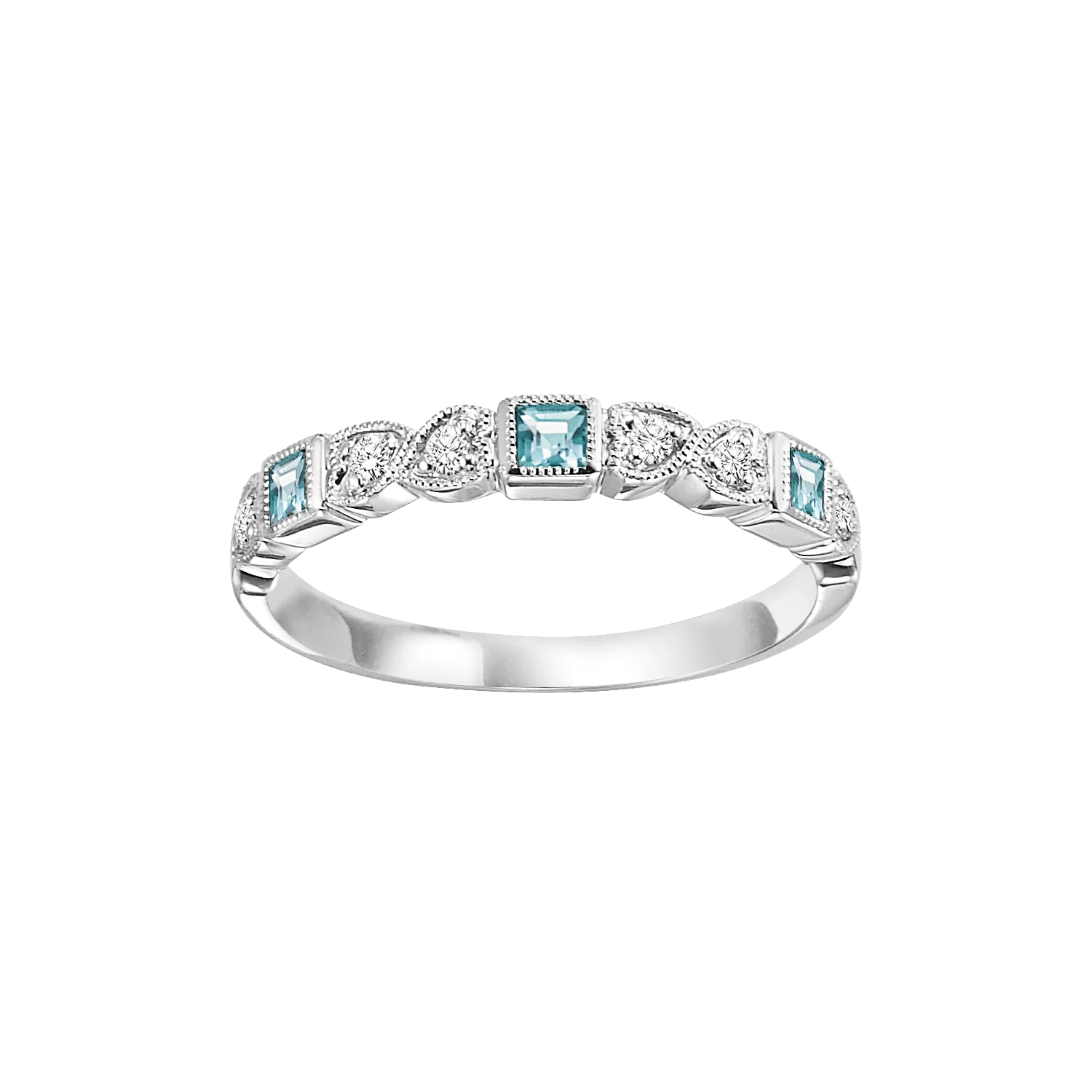 14K Gold Stackable Blue Topaz Band