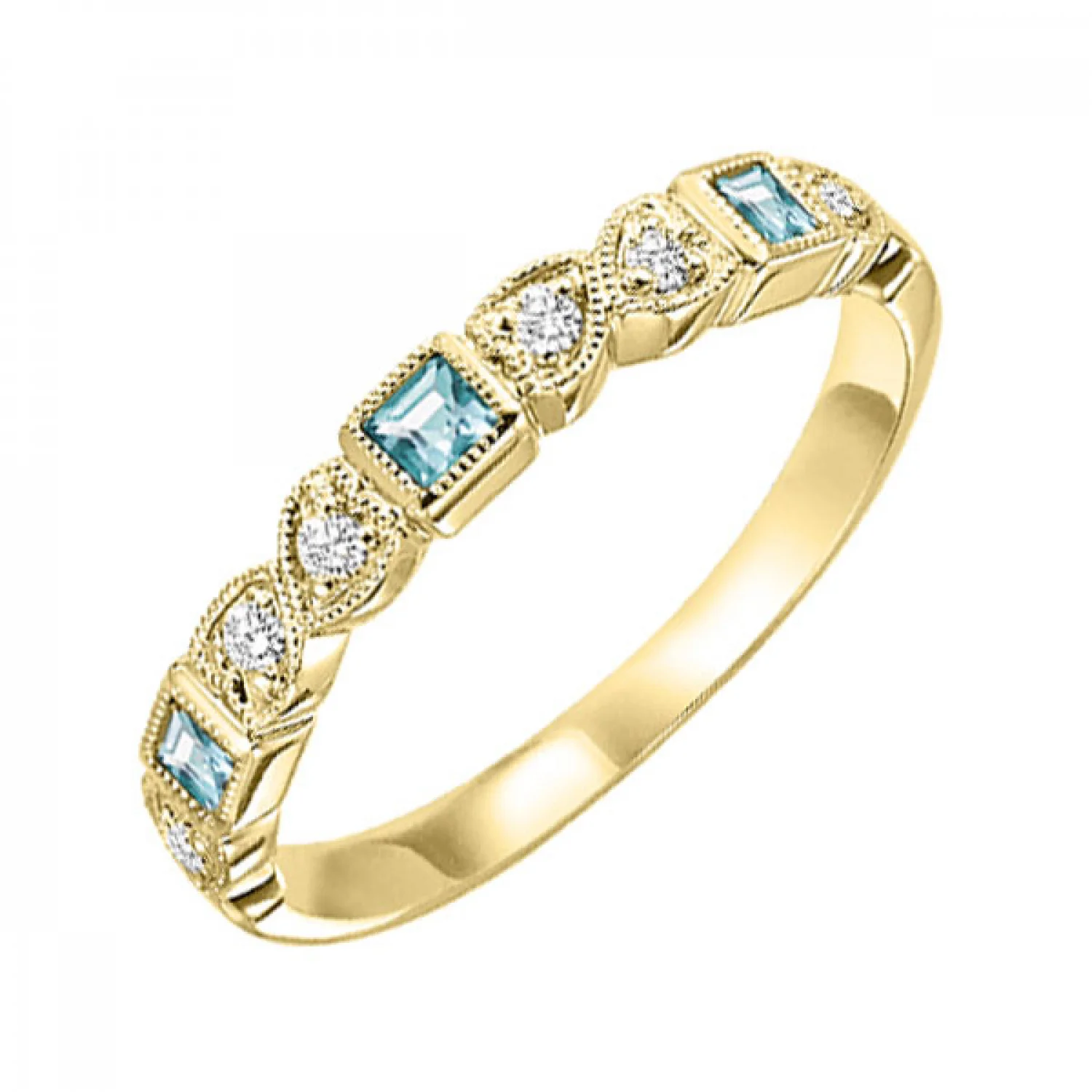 14K Gold Stackable Blue Topaz Band - Image 2