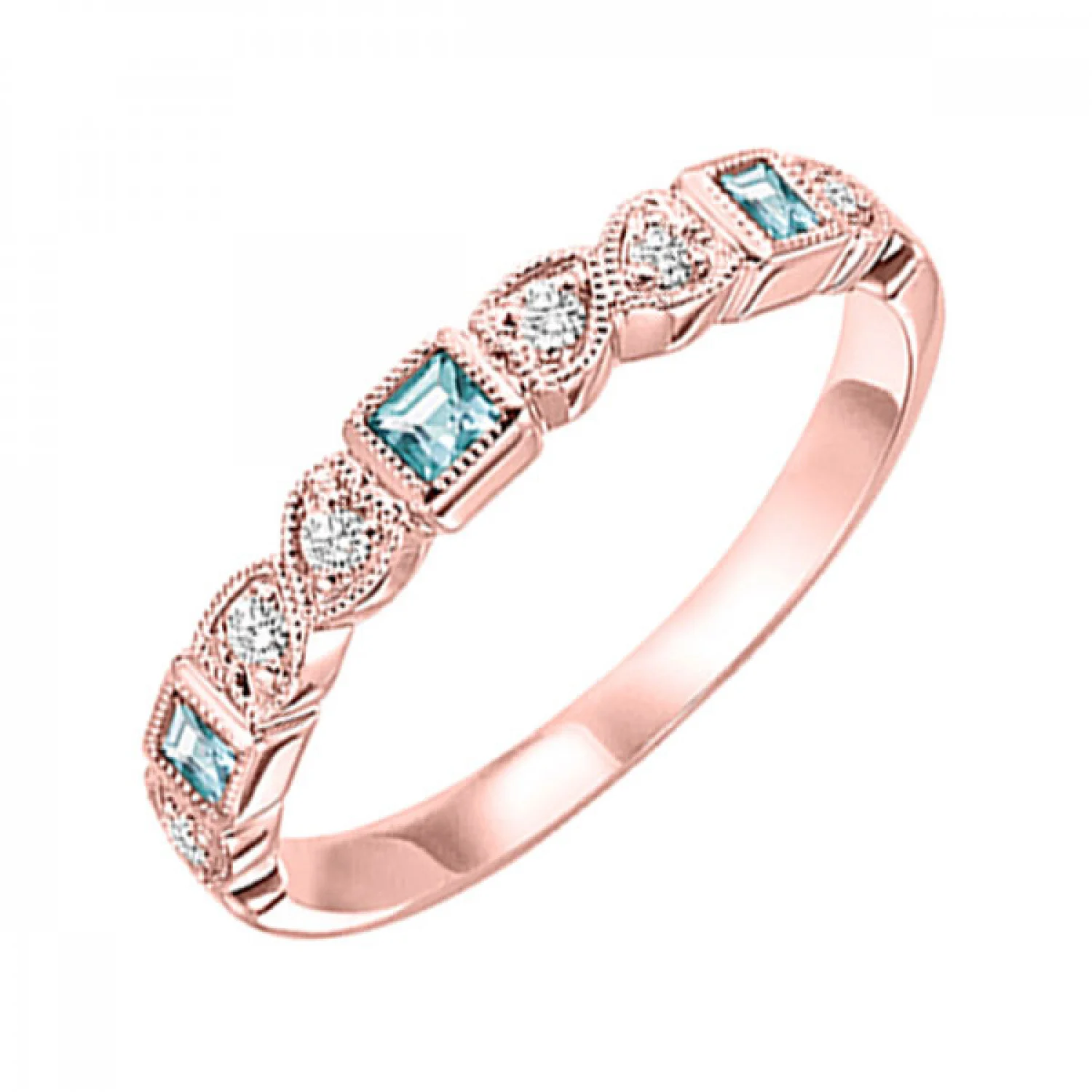 14K Gold Stackable Blue Topaz Band - Image 3
