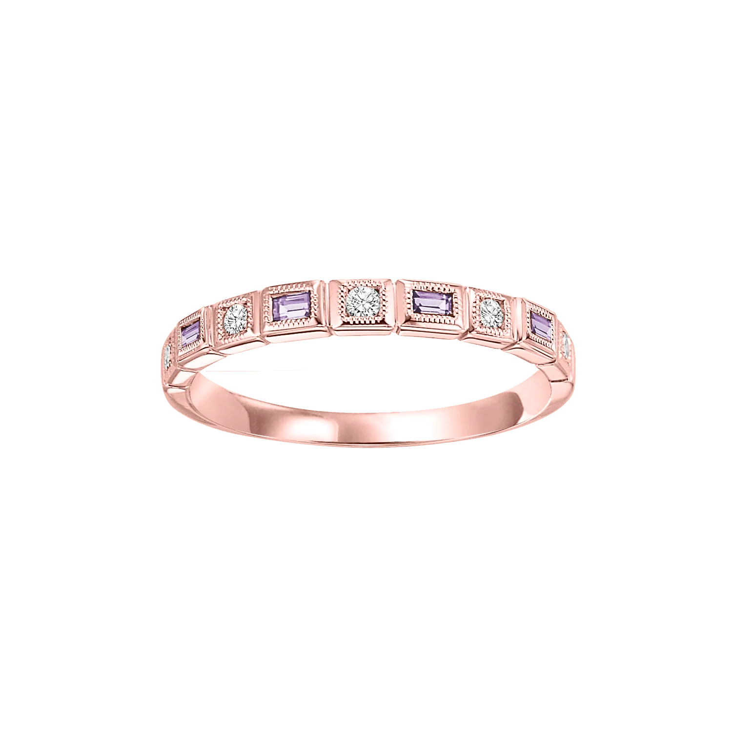 10K Rose Gold Mix Bezel Alexandrite Band 1/10CT